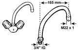 Cornat Auslauf HU-Form 165 mm - Messing verchromt - Langlebig & rostfrei - Flexibel einsetzbar - mit Luftsprudler / Schwenkauslauf / Wasserhahn Verlängerung / Armatur Anschluss / TEC351204
