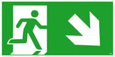 Fluchtweg Pfeil rechts unten Nachleuchtend 300 x 150 mm Warn- Hinweis- und Verbotsschild PST-Polystyrol