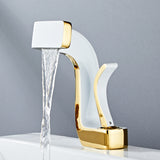 Design-Waschwischarmatur mit Schwallauslauf Weiß/Gold