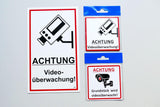 'Achtung - Grundstück wird videoüberwacht!' 100 x 100 mm selbstklebend Warn- Hinweis- und Verbotsschild/Hart-PVC