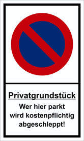 Privatgrundstück 250 x 150 mm Schild PST-Kunststoff