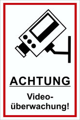 Achtung Videoüberwachung! 300 x 200 mm Warn- Hinweis- und Verbotsschild PST-Kunststoff Default Title