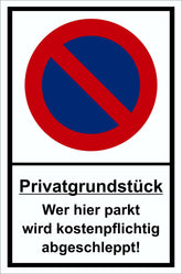 Privatgrundstück Wer hier parkt wird kostenpflichtig abgeschleppt! 300 x 200 mm Warn- Hinweis- und Verbotsschild PST-Kunststoff