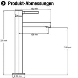 Cornat Waschtisch-Einhebelarmatur "Avila" - Verchromter Messingkörper - Hohe Auslaufhöhe - Ohne Ablaufgarnitur / Wasserhahn fürs Bad / Waschbecken-Armatur / Badarmatur / AVI11