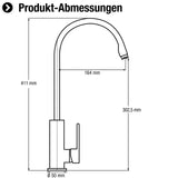 Cornat Spültisch-Einhebelarmatur "Kelu" - Hochwertiger Messingkörper - verchromt - Hoher & schwenkbarer Auslauf / Hochdruck-Armatur / Küchenarmatur / Wasserhahn / KEL5