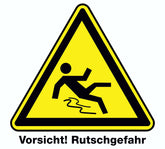 Aufkleber Vorsicht! Rutschgefahr gelb 115 x 130 mm