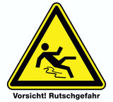 Aufkleber Vorsicht! Rutschgefahr gelb 115 x 130 mm