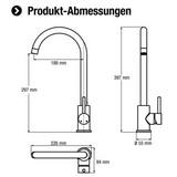 Cornat "Erzano" Spültisch-Einhebelmischer (Hochdruck, hoher Auslauf, Edelstahllook)