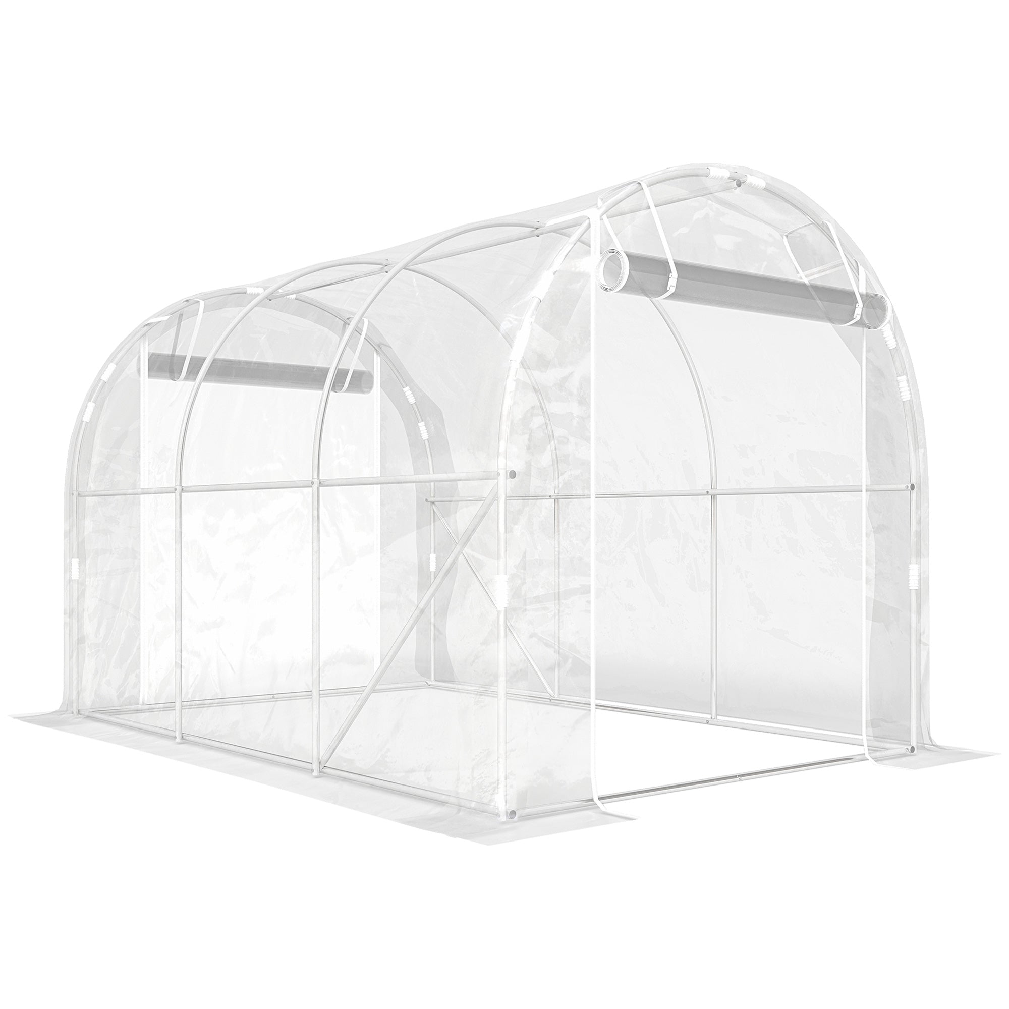 Polytunnel-Gewächshaus aus einem Stahlrahmen und UV-beständiger PE-Abdeckung Transparent