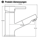 Cornat "Fuerte" Waschtisch-Einhebelmischer (Hochdruck, mit Zug-Ablaufgarnitur, chrom)