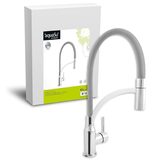 Aqua-Su "Lago Plus" Spültisch-Einhebelmischer mit flexiblem Auslauf Chrom-Grau