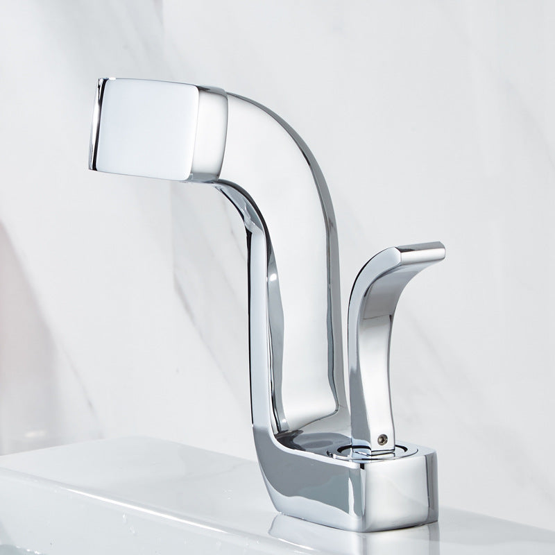 Design-Waschwischarmatur mit Schwallauslauf Chrom