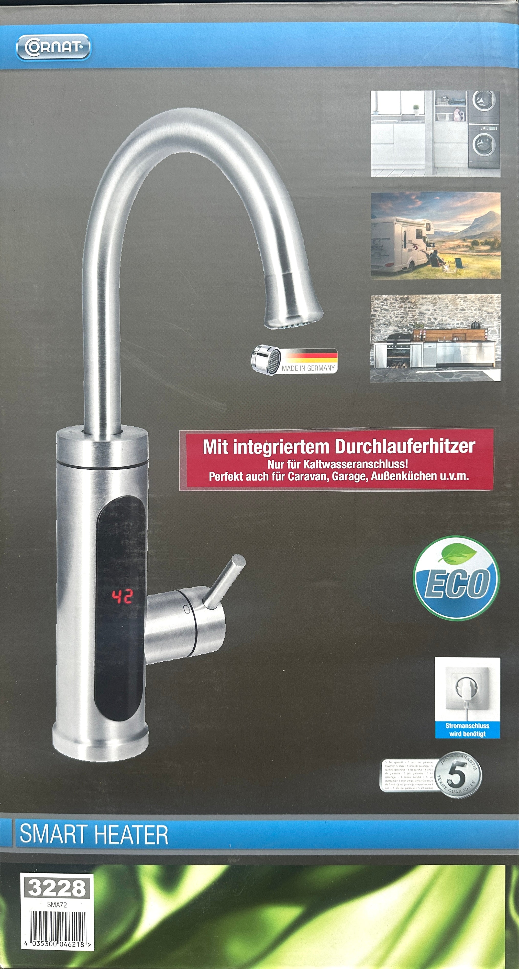 Cornat SMART HEATER mit Durchlauferhitzer und Digitalanzeige   