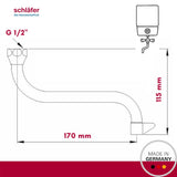 Schläfer 400610 Universal S-Auslauf für Elektro-Übertischgeräte, Heißwassergeräte | 170 mm x 1/2 Zoll | Rohrdurchmesser: Ø 14 mm | Messing Verchromt | Schwenkbarer S-Rohrauslauf