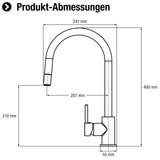 Cornat Spültisch-Einhebelarmatur "Kirna" - Mit Touch - Druckguss & Messing verchromt - Ausziehbare Schlauchbrause & 360° schwenkbarer Auslauf / Hochdruck-Armatur / Küchenarmatur / Wasserhahn / KIRT53