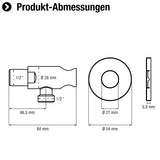 Cornat Wandanschluss - 1/2 Zoll AG - Rosette Ø 54 mm - Mit Halter für Handbrause - verchromt / Wandanschlussbogen / Brauseschlauch-Halterung / Wandhalter für Brause / Wasseranschluss / TECBW3322