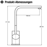 Cornat Spültisch-Einhebelarmatur "Matera" - Hochwertiger Messingkörper - verchromt - Hoher & schwenkbarer Auslauf / Hochdruck-Armatur / Küchenarmatur / Wasserhahn / MAT5