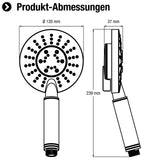 Cornat Handbrause "Vanezza" - 160 & 120 mm Kopfdurchmesser - verchromt - 3 Strahlarten: Normal-, Soft- & Massagestrahl - Anti-Kalk & Wasserspareinsatz / ECO-Brausekopf für Dusche & Badewanne