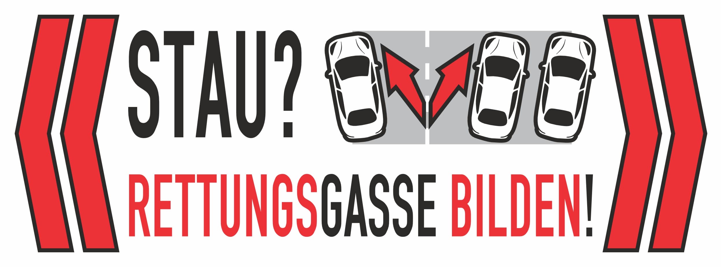 Aufkleber Stau? RETTUNGSGASSE BILDEN! 40 x 107 mm Default Title