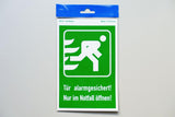 carstyling XXL Aufkleber 'Tür alarmgesichert - Nur im Notfall öffnen!' 200 x 140 mm