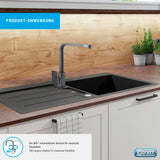 Cornat Spültisch-Einhebelarmatur "Temao" - Hochwertiger Messingkörper - rostfrei - 360° Schwenk-Auslauf - Graphit/Hochdruck-Armatur/Küchenarmatur/Wasserhahn für Spüle/Einhebelmischer / TEM5