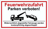 Feuerwehrzufahrt Parken verboten! 150 x 250 mm Warn- Hinweis- und Verbotsschild PST-Kunststoff