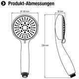 Cornat Handbrause "Comiso" - 100 mm Kopfdurchmesser - verchromt - 5 Strahlarten: Normal-, Soft- & Massagestrahl - Anti-Kalk & Wasserspareinsatz / ECO-Brausekopf für Dusche & Badewanne