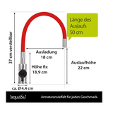 Aqua-Su "Lago Multi 2.0" Spültisch-Einhebelmischer mit flexiblem Auslauf (chrom/rot)   