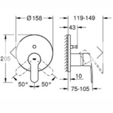 GROHE "Eurostyle Cosmopolitan" Einhand-Wannenarmatur (Unterputz), chrom