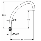 GROHE "HU-Auslauf" 185 mm (chrom)