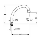 GROHE "Costa" Auslauf, 140 mm (chrom)