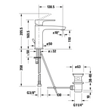 Duravit "B1 M-Size" Einhebel-Waschtischmischer 138 mm (mit Zugstangen-Ablaufgarnitur, chrom)