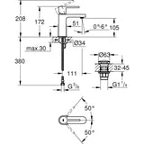 GROHE „Plus S-Size“ Waschtisch-Einhebelmischer mit Push-Open Ablaufventil (chrom)   