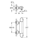 GROHE "Grohterm 1000" Thermostat-Brausearmatur (chrom)   