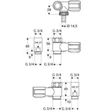 Schell Comfort NA-Ventil 3/4" mit RV Waschmaschine Geräteventil Wandarmatur   