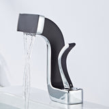 Design-Waschwischarmatur mit Schwallauslauf Schwarz/Chrom