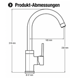 Cornat "Fuerte" Spültisch-Einhebelmischer (Niederdruck, hoher Auslauf, Edelstahllook)